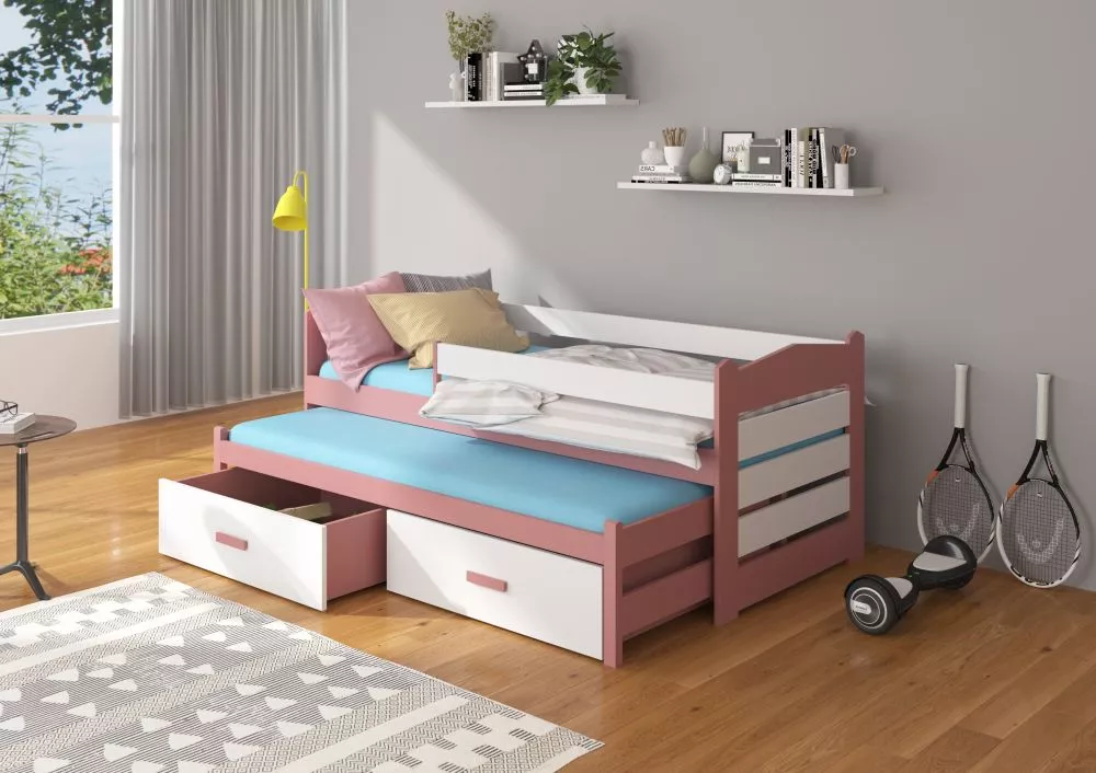 Bērnu gulta Tiarro Colour ar stelāžam Guļamvietas platums: 80 cm, Guļamvietas garums: 180 cm, · 87 × 186 × 80 cm