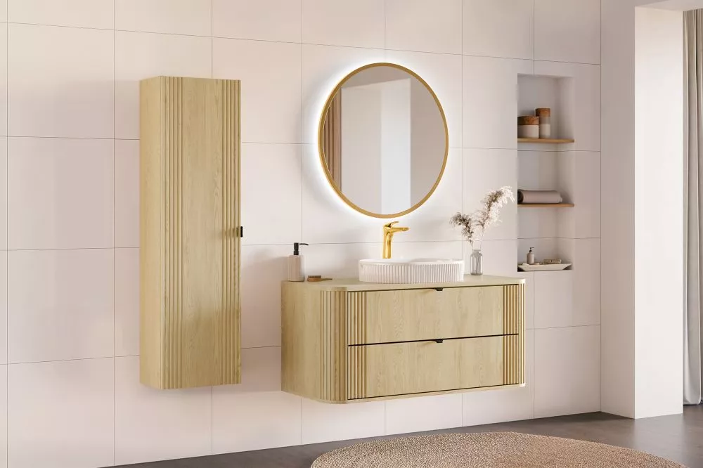 Vannas istabas komplekts Ovalia Cremona 9 ar LED · Ozols kremona · 160 × 46 cm