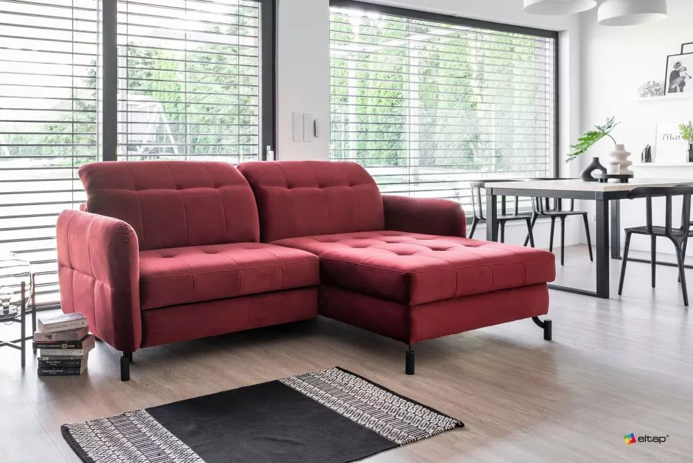 Dīvāns Lorelle Premium standard · Tumši sarkans · 160 × 225 × 105 cm
