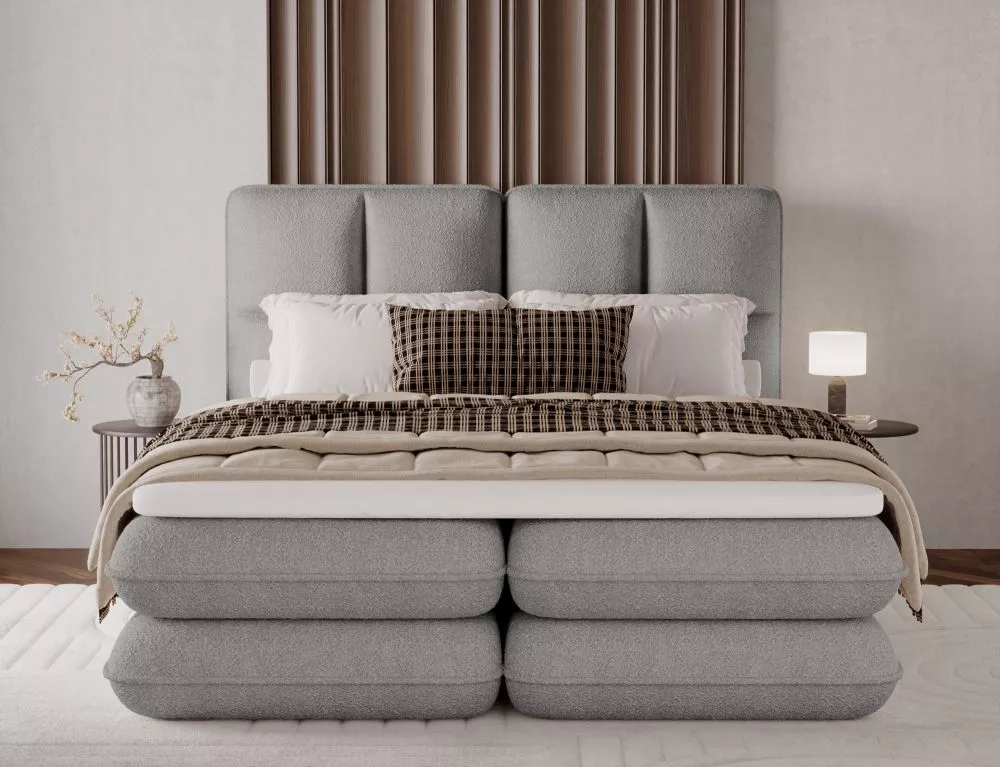 Gulta Tonila Boxspring Standard Guļamvietas platums: 160 cm, Guļamvietas garums: 200 cm, · Pelēks · 192 × 235 × 127 cm