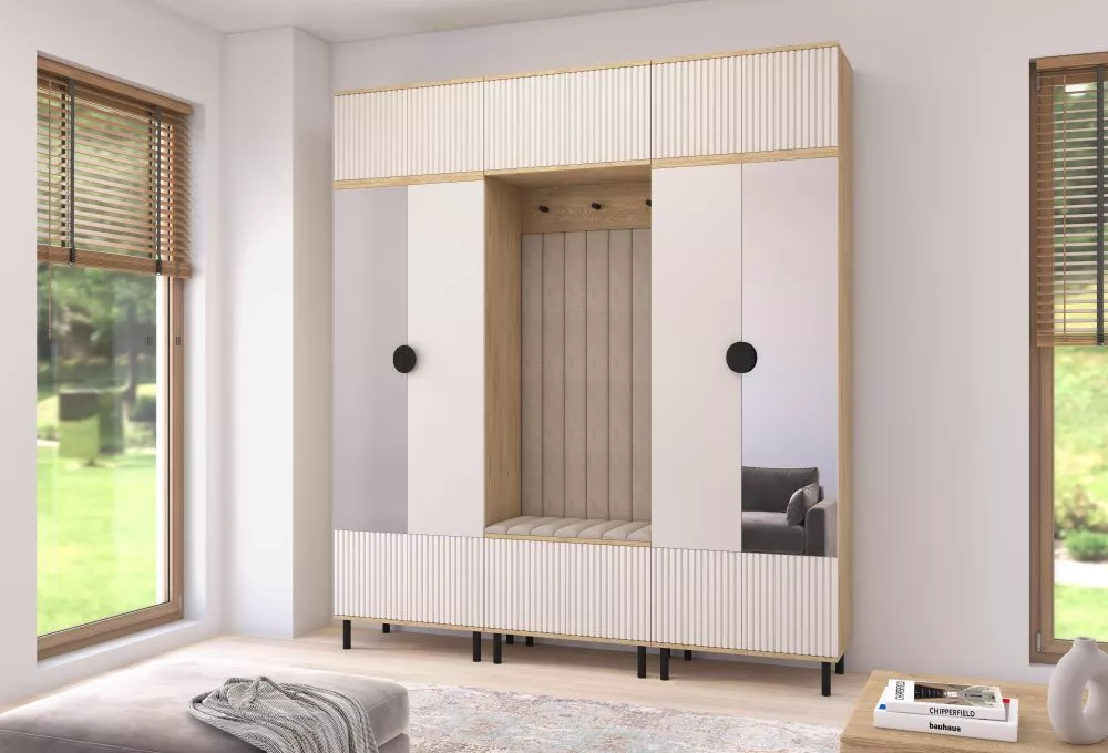 Apavu plaukts Bello 3L Trinity Korpusa krāsa: ozols cremona + kašmira, · 210 × 235 × 40 cm
