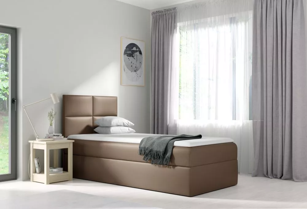 Gulta Mini 3 L Boxspring Standard Guļamvietas platums: 80 cm, Guļamvietas garums: 200 cm, · Brūns · 82 × 208 × 103 cm