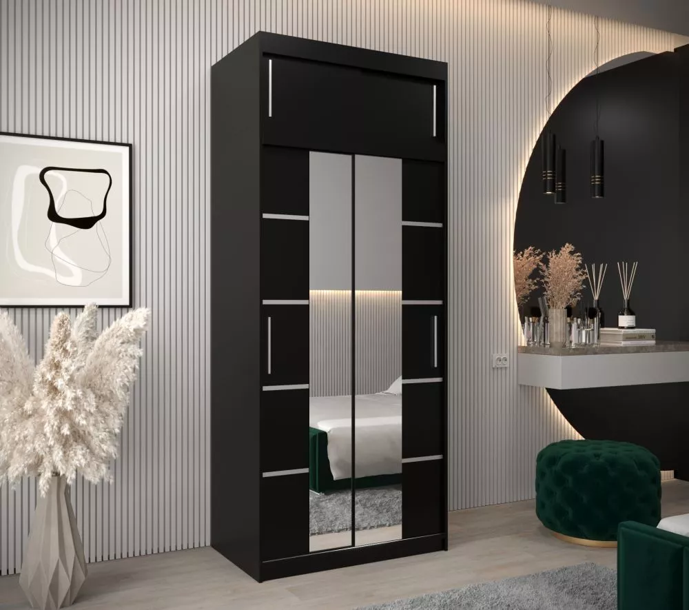 Skapis Verona 4 Premium · Melns · 100 × 62 × 240 cm