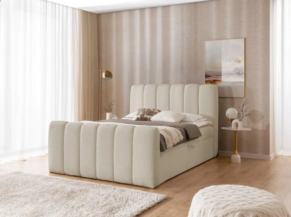 Gulta Chloe Boxspring Standard Guļamvietas platums: 160 cm, Guļamvietas garums: 200 cm, · Krēma · 168 × 228 × 125 cm