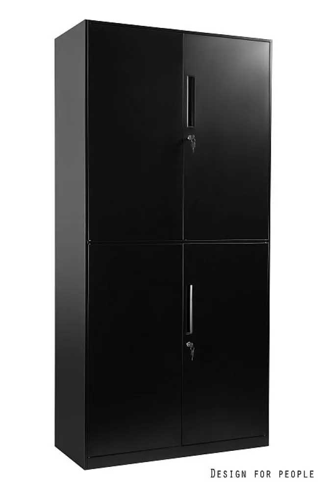Grāmatu skapis XD-030 Korpusa krāsa: melns, Elementu krāsa: melns, · 90 × 40 × 185 cm