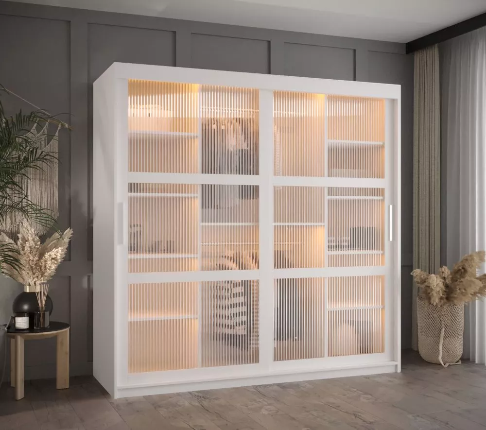 Skapis Flutes ar LED · Balts · 180 × 62 × 200 cm