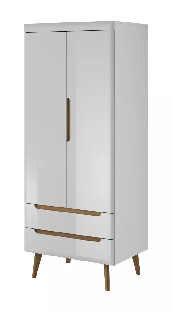 Skapis Nordi NSZ80 · Balts + ozols riviera · 80 × 56 × 197 cm