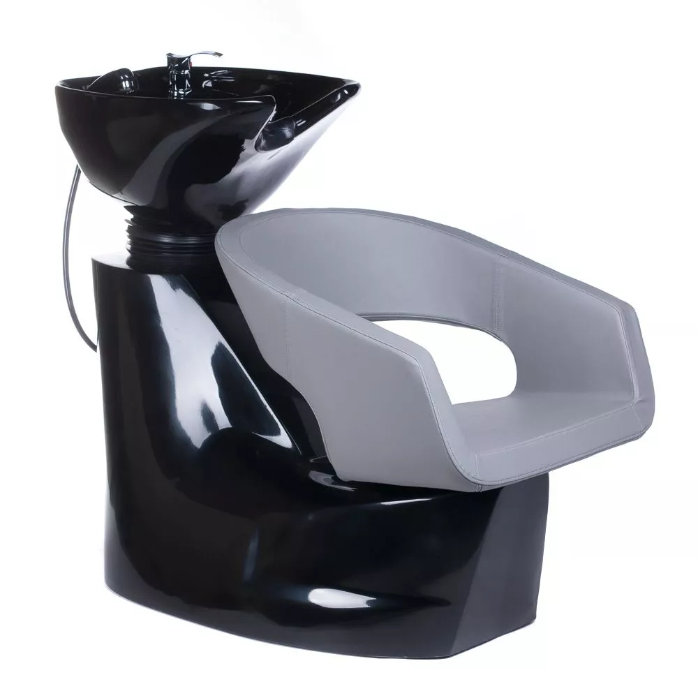 Frizieru izlietne BH-8031 Korpusa krāsa: melns, Elementu krāsa: gaiši pelēks, Ar krēslu: 1, Apdares materiāls: eko āda, 