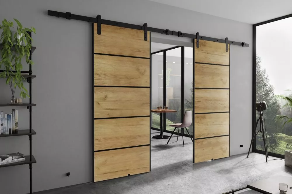 Bīdāmās durvis Arua Plus Duo · Ozols craft zelts · 212 × 205 cm