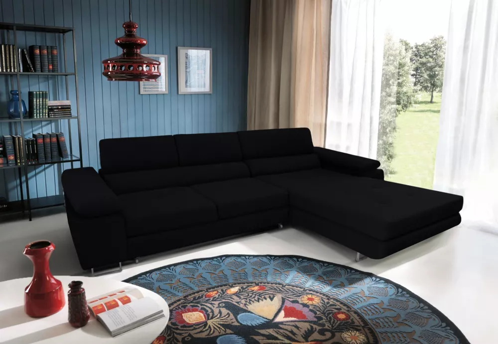 Dīvāns Anton Mini Premium Standard · Melns · 200 × 273 × 73 cm