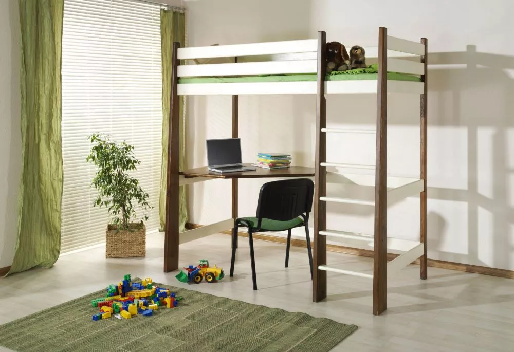 Bērnu gulta Milosz 80x180 ar stelāžu Kāpņu puse: Pa labi, Guļamvietas platums: 80 cm, Guļamvietas garums: 180 cm, · 90 ×