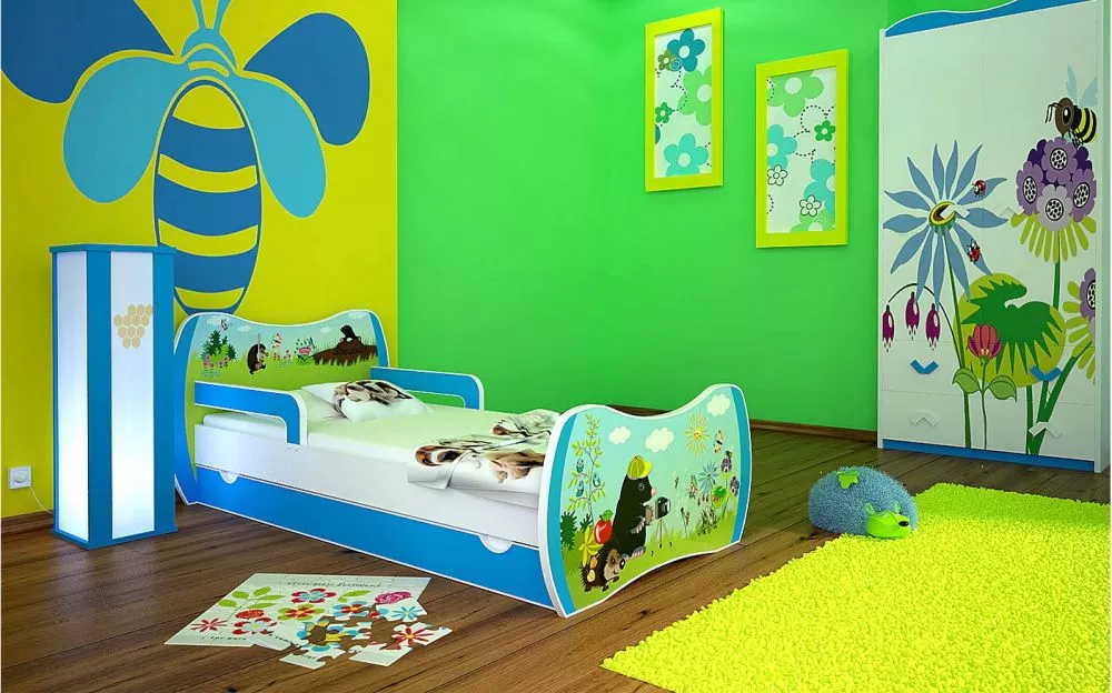 Bērnu gulta Dream L06 180x90 DM18 ar stelāžu Guļamvietas platums: 90 cm, Guļamvietas garums: 180 cm, · 114 × 184 × 71 cm