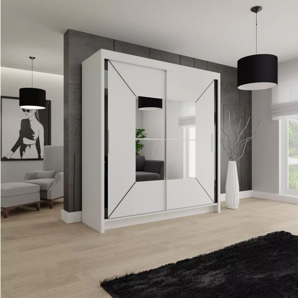 Skapis Nicole · Balts · 200 × 62 × 216 cm