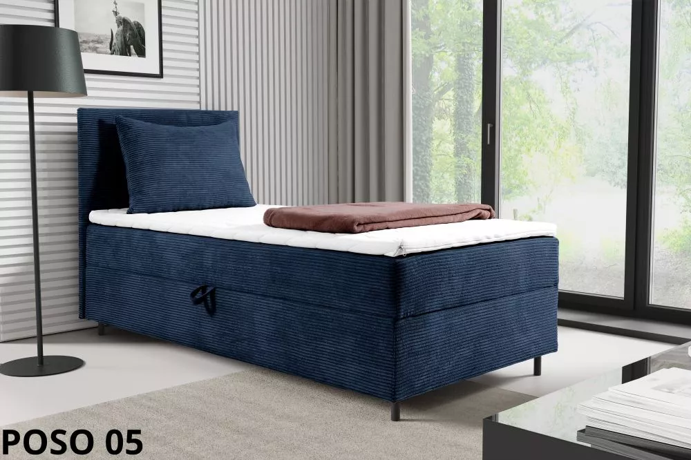 Gulta Poso L Mini Boxspring Standard Guļamvietas platums: 100 cm, Guļamvietas garums: 200 cm, · Zils · 103 × 206 × 112 c
