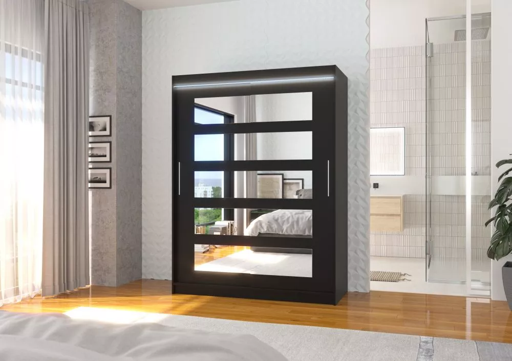 Skapis Murani ar LED · Melns · 150 × 58 × 200 cm