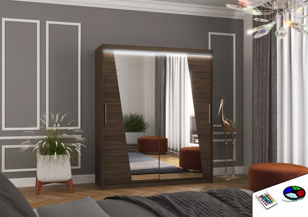 Skapis Preto ar LED · Šokolādes · 180 × 58 × 215 cm