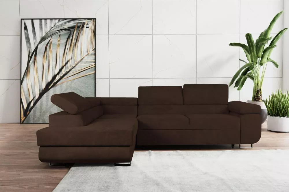 Dīvāns Lido standard · Tumši brūns · 202 × 275 × 75 cm
