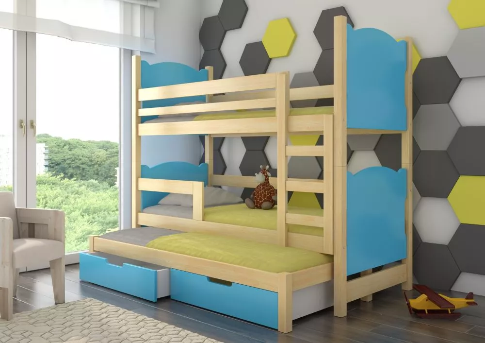 Bērnu gulta Leticia ar stelāžām Kāpņu puse: Pa labi, Guļamvietas platums: 75 cm, Guļamvietas garums: 180 cm, · 81 × 188 
