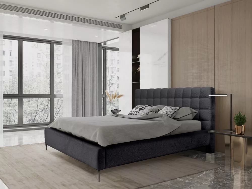 Gulta Millo Standard ar stelāžu Guļamvietas platums: 180 cm, Guļamvietas garums: 200 cm, stelāžas tips: koka, · Melns · 