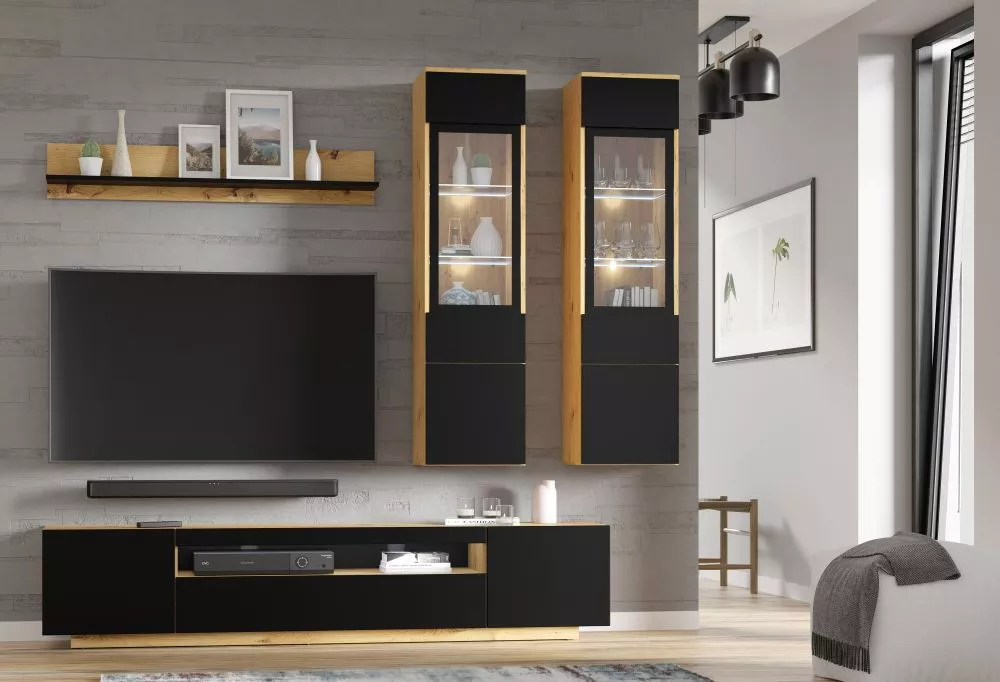 Sekcija Aura C ar LED Korpusa krāsa: ozols artisan, · 240 × 37 × 190 cm