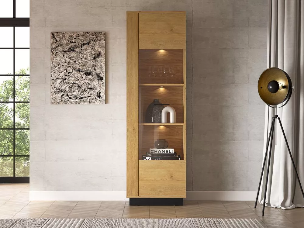 Sekcija Modesto 02 ar LED Korpusa krāsa: ozols, · 60 × 40 × 196 cm