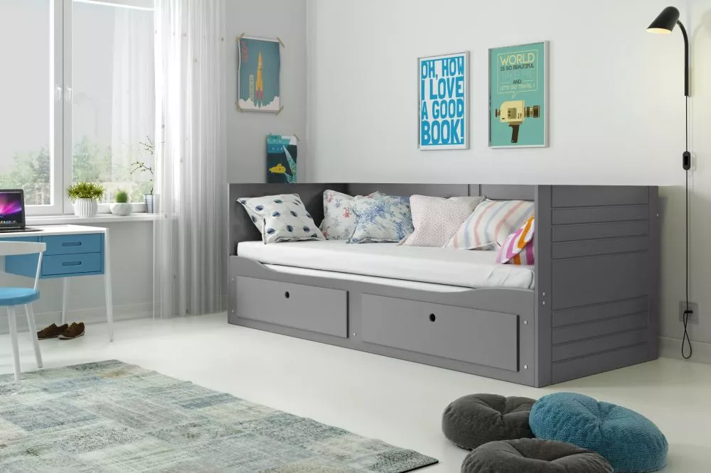 Gulta Hermes Basic ar stelāžu Guļamvietas platums: 160 cm, Guļamvietas garums: 200 cm, · Grafīts · 165 × 205 × 78 cm