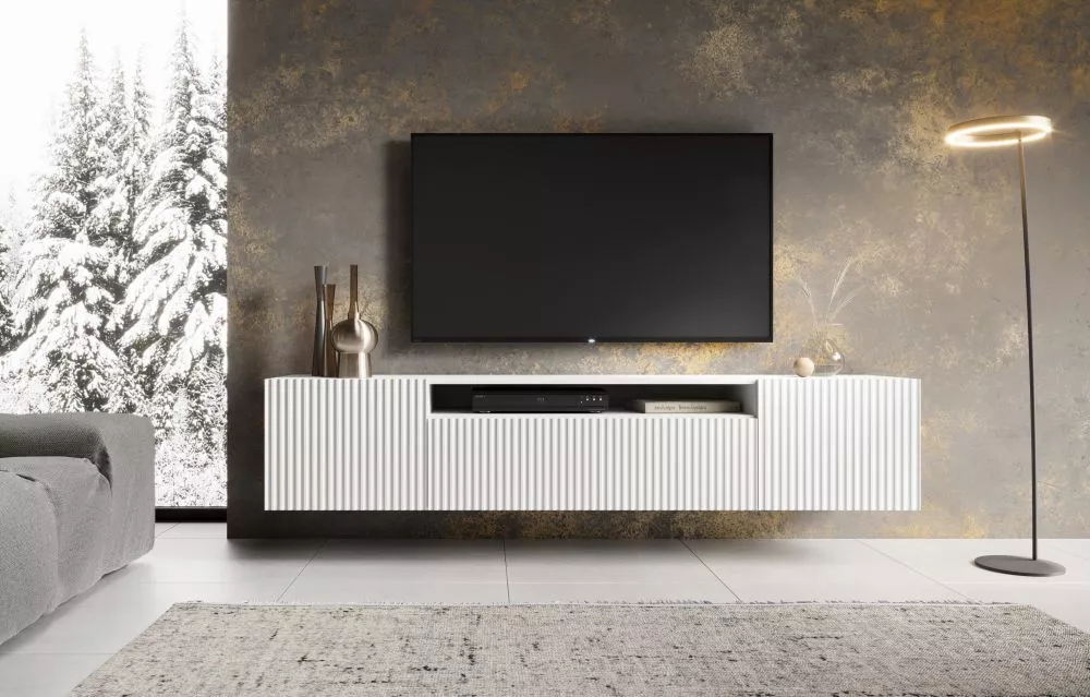 TV tumba Noemi W · Balts · 200 × 41 × 40 cm