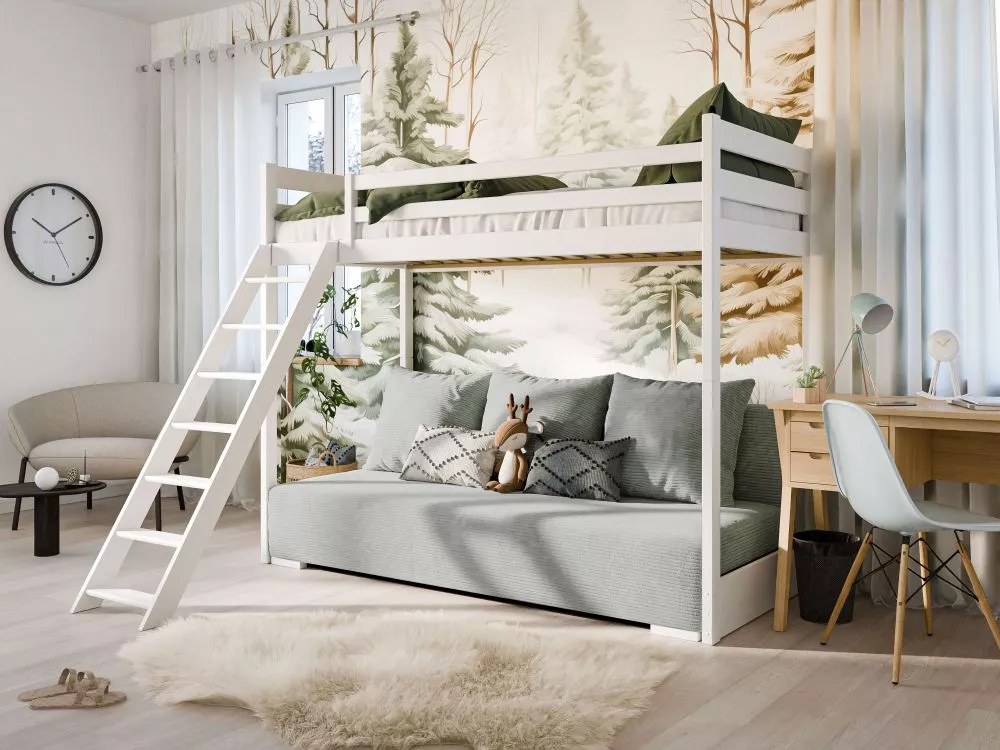 Bērnu gulta Sofino ar stelāžu Guļamvietas platums: 90 cm, Guļamvietas garums: 200 cm, · 191 × 37 × 208 × 169.5 cm