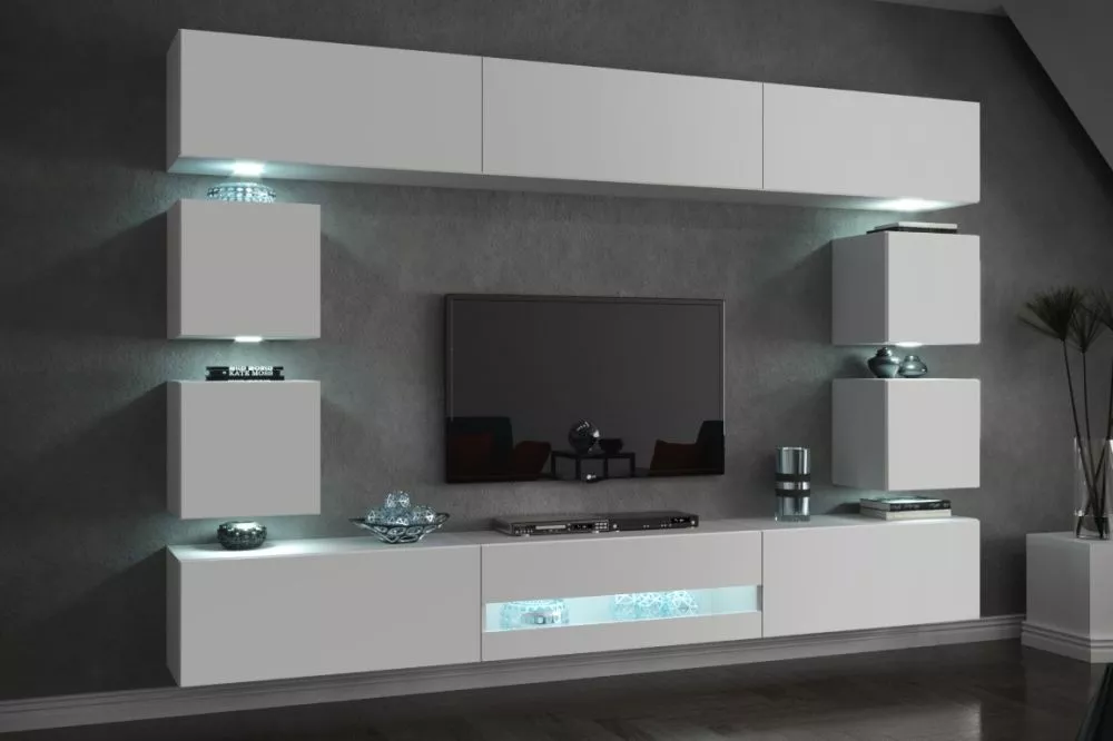 Sekcija Concept 80 ar LED · Balts · 257 × 35 × 184 cm
