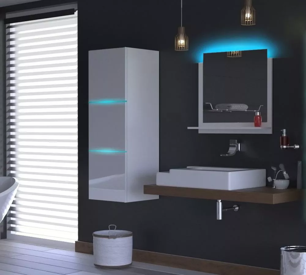 Vannas istabas komplekts Alius 5 ar LED · Balts · 110 × 30 cm
