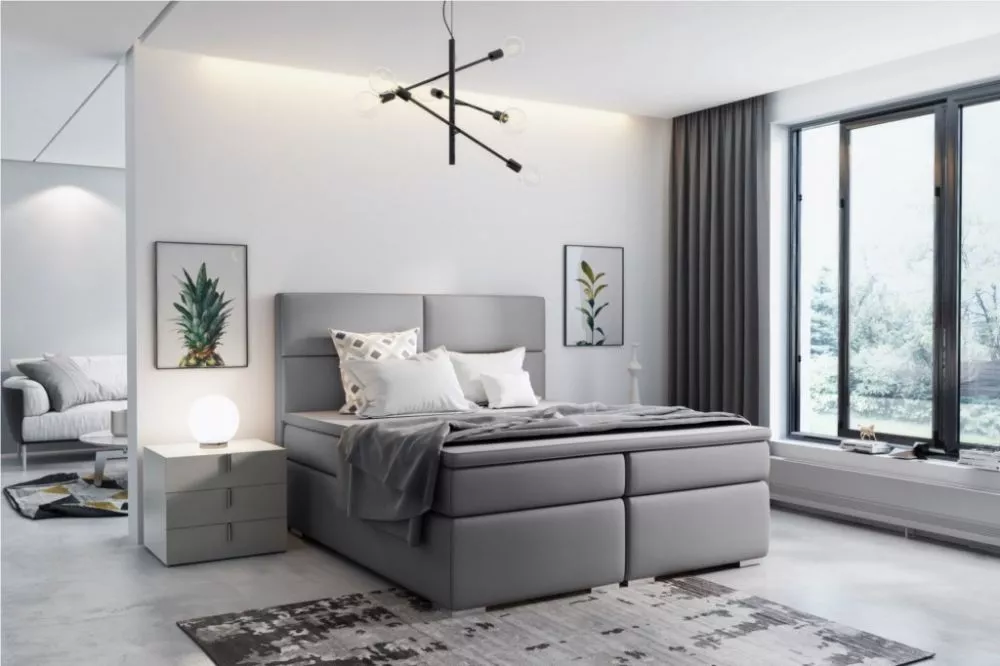 Gulta Vivaldi Boxspring Standard Guļamvietas platums: 160 cm, Guļamvietas garums: 200 cm, · Sudrabs · 170 × 206 × 120 cm