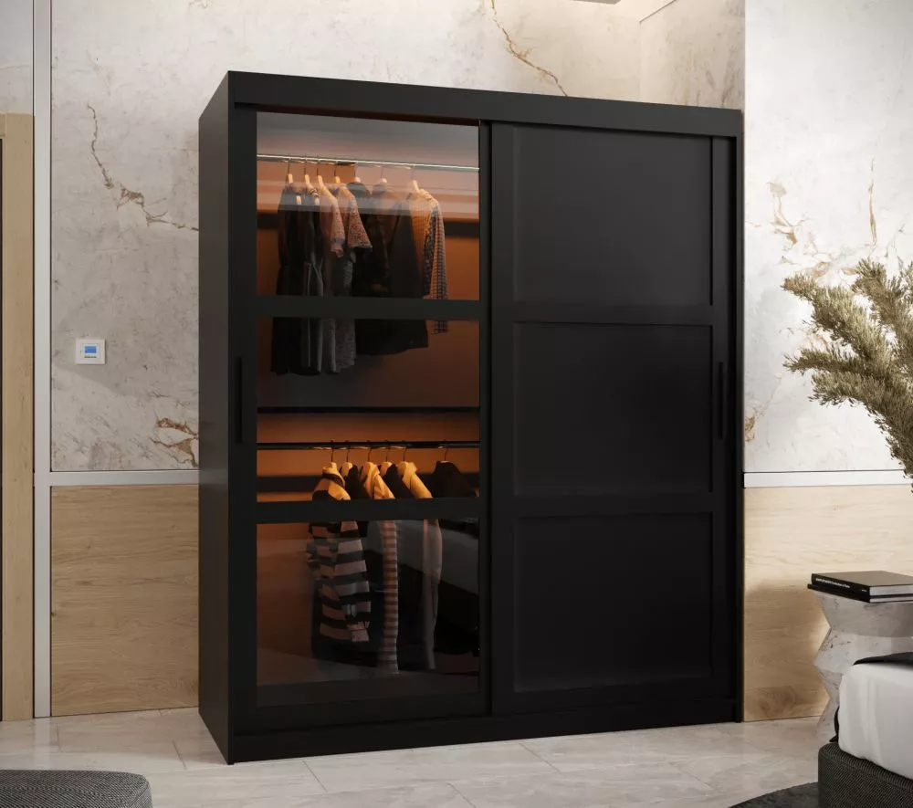 Skapis Dome 3 ar LED · Melns · 150 × 62 × 200 cm