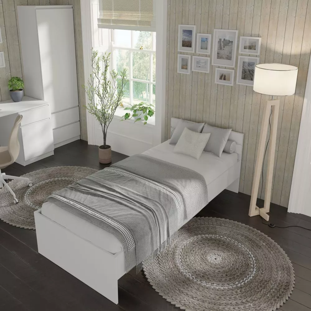 Gulta Maja LOZ 90x200 ar stelāžu Guļamvietas platums: 90 cm, Guļamvietas garums: 200 cm, · Balts · 93.6 × 203.2 × 70 cm
