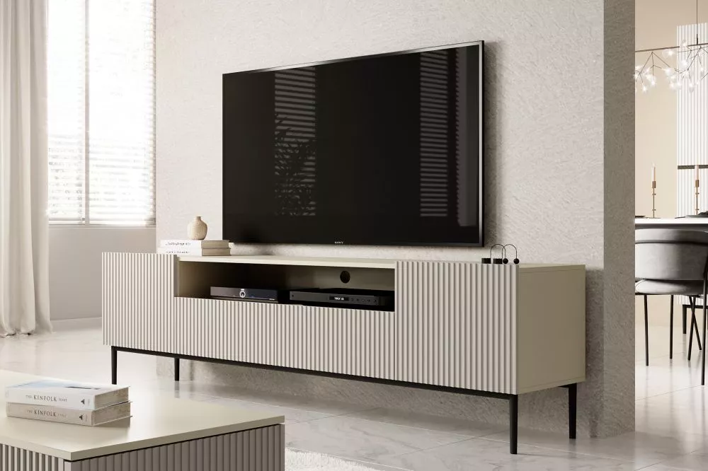 TV tumba Nicole RTV 200 2D2SZ Black · Gaiši bēšs · 200 × 45 × 60 cm