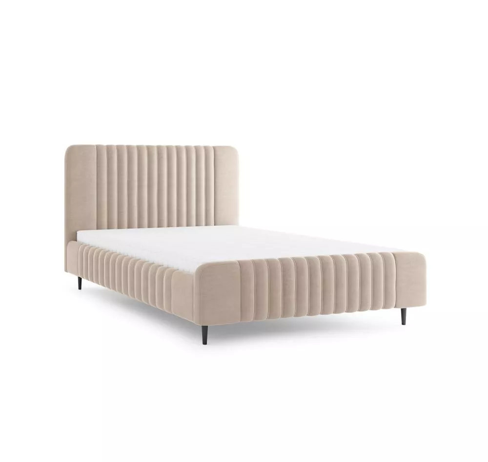 Gulta Aurena AU11 ar stelāžām Guļamvietas platums: 140 cm, Guļamvietas garums: 200 cm, stelāžas tips: koka, · Gaiši bēšs