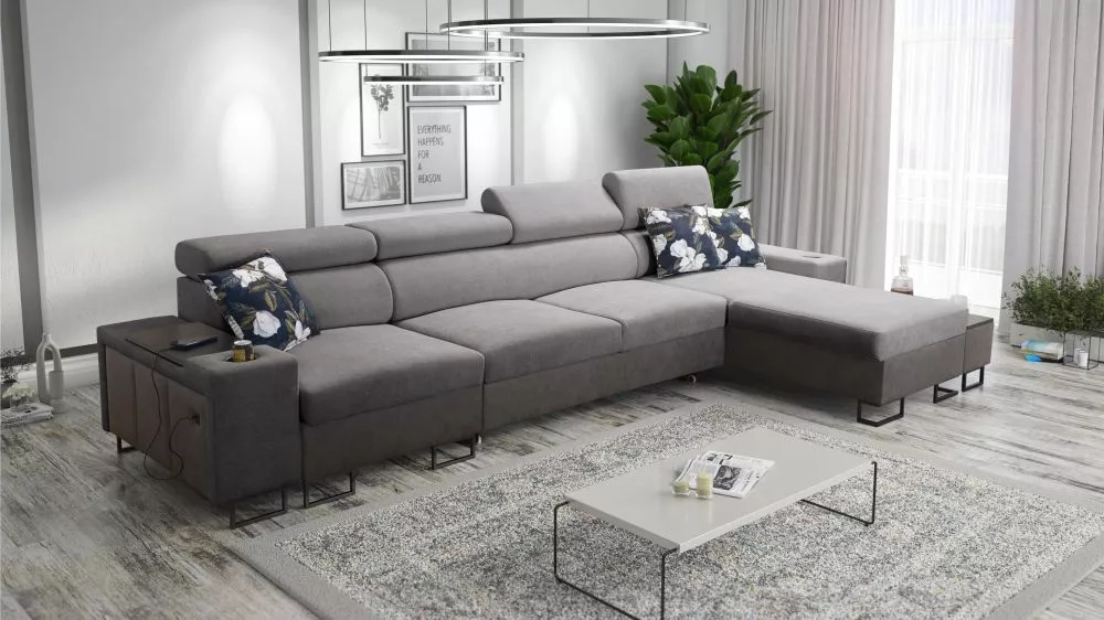 Dīvāns Melody 12 Maxi Premium Standard · Tumši pelēks + grafīts · 182 × 366 × 84 cm