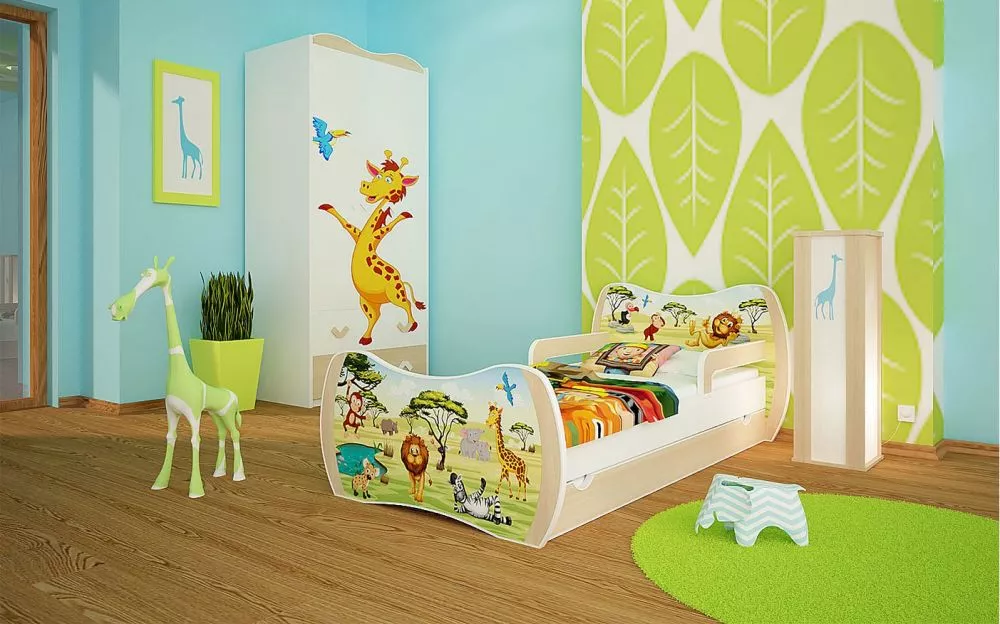 Bērnu gulta Dream L02 140x70 DM33 ar stelāžu Guļamvietas platums: 70 cm, Guļamvietas garums: 140 cm, · 94 × 144 × 71 cm