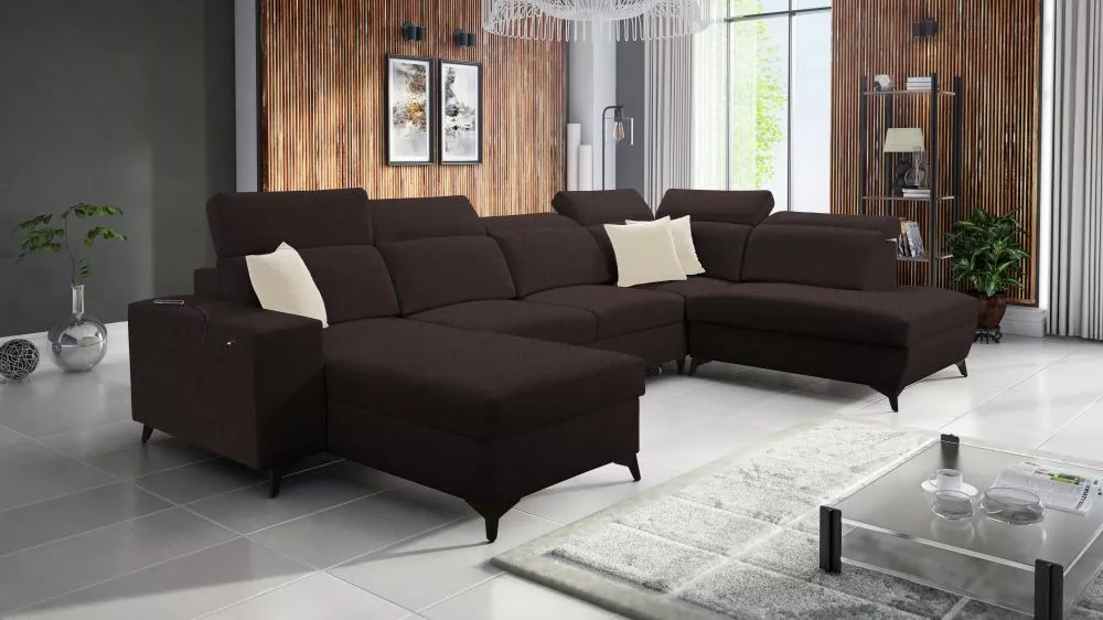 Dīvāns Bartone 6 Mix Standard · Tumši brūns · 224 × 363 × 83 cm