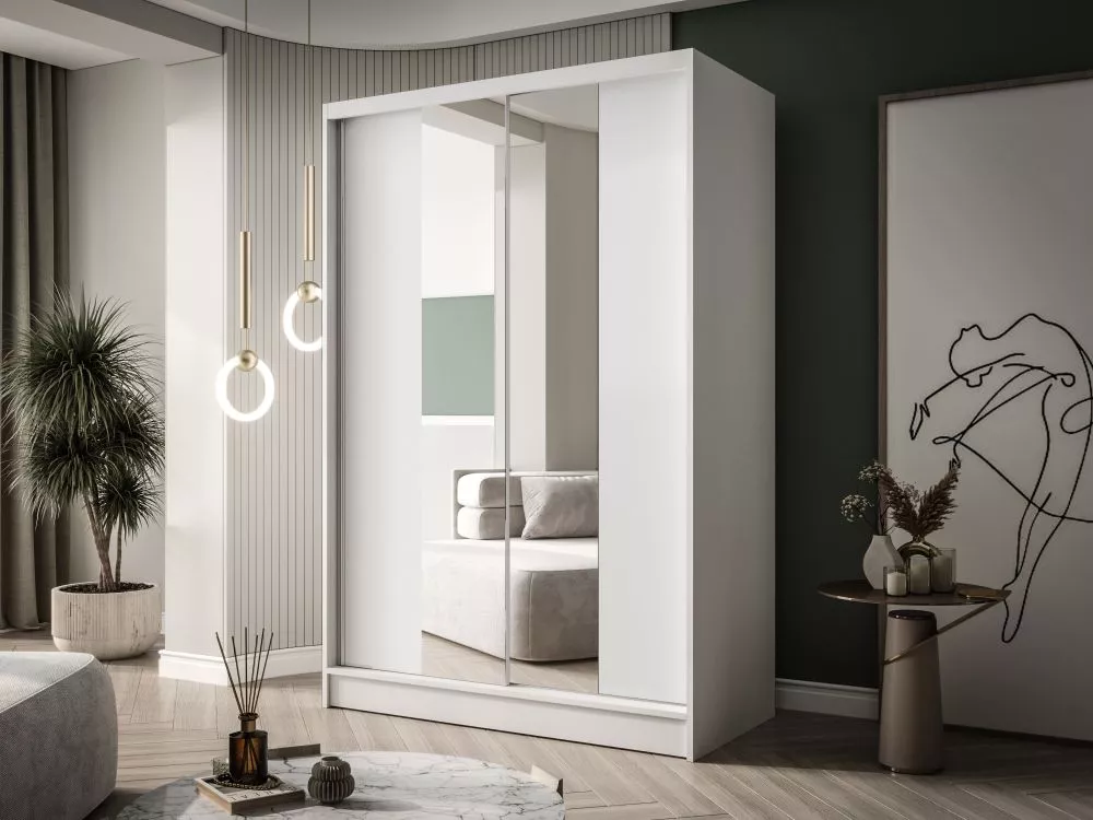 Skapis Lausanne 2 · Balts · 120 × 58 × 200 cm