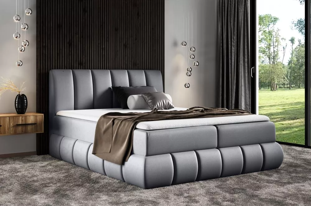 Gulta Venezia Boxspring Premium Standard Guļamvietas platums: 140 cm, Guļamvietas garums: 200 cm, · Pelēks · 144 × 208 ×