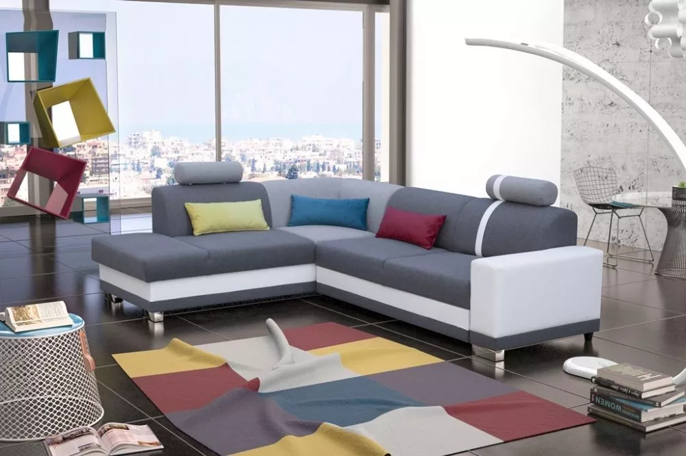 Dīvāns Veratti Standard · Tumši pelēks + balts · 211 × 262 × 77 cm