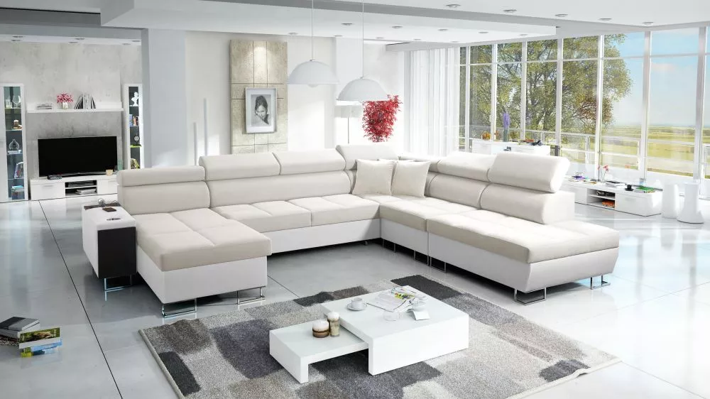 Dīvāns Morena 10 Premium Standard · Krēms + balts · 298 × 360 × 84 cm
