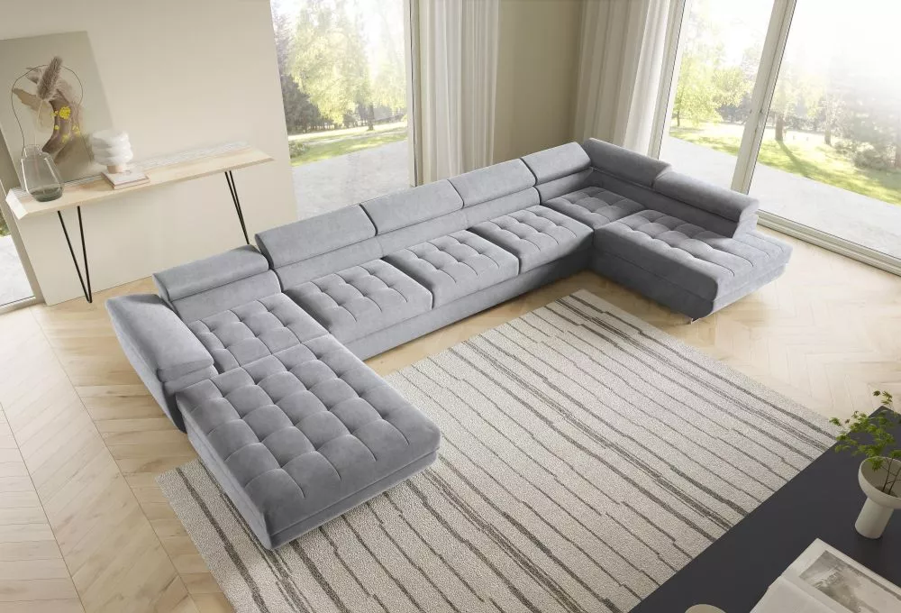 Dīvāns Corner Benjamin 275 U XL standard · Pelēks · 202 × 405 × 90 cm