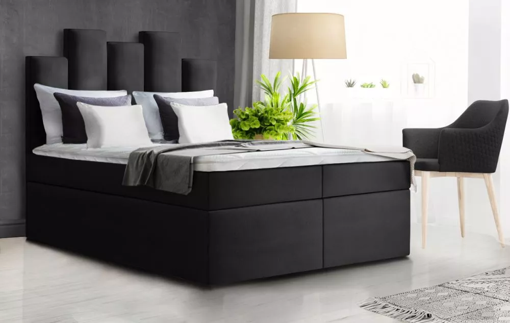 Gulta Zeus Boxspring Standard Guļamvietas platums: 140 cm, Guļamvietas garums: 200 cm, · Melns · 140 × 213 × 133 cm