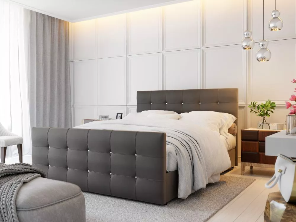 Gulta Kleo Eco Boxspring standard Guļamvietas platums: 160 cm, Guļamvietas garums: 200 cm, · Tumši pelēks · 165 × 216 × 