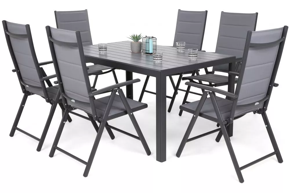 Komplekts Ibiza 6+1 Personu skaits: 6, Korpusa krāsa: gaiši pelēks, Elementu krāsa: pelēks, · 150 cm