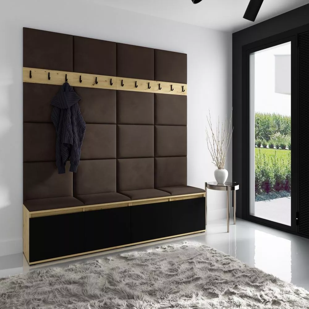 Apavu plaukts Emi 4 Trinity Korpusa krāsa: ozols artisan + melns, · 200 × 225 × 40 cm