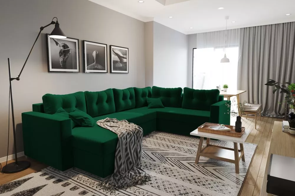 Dīvāns Milano Premium standard · Zaļš · 203 × 306 × 93 cm