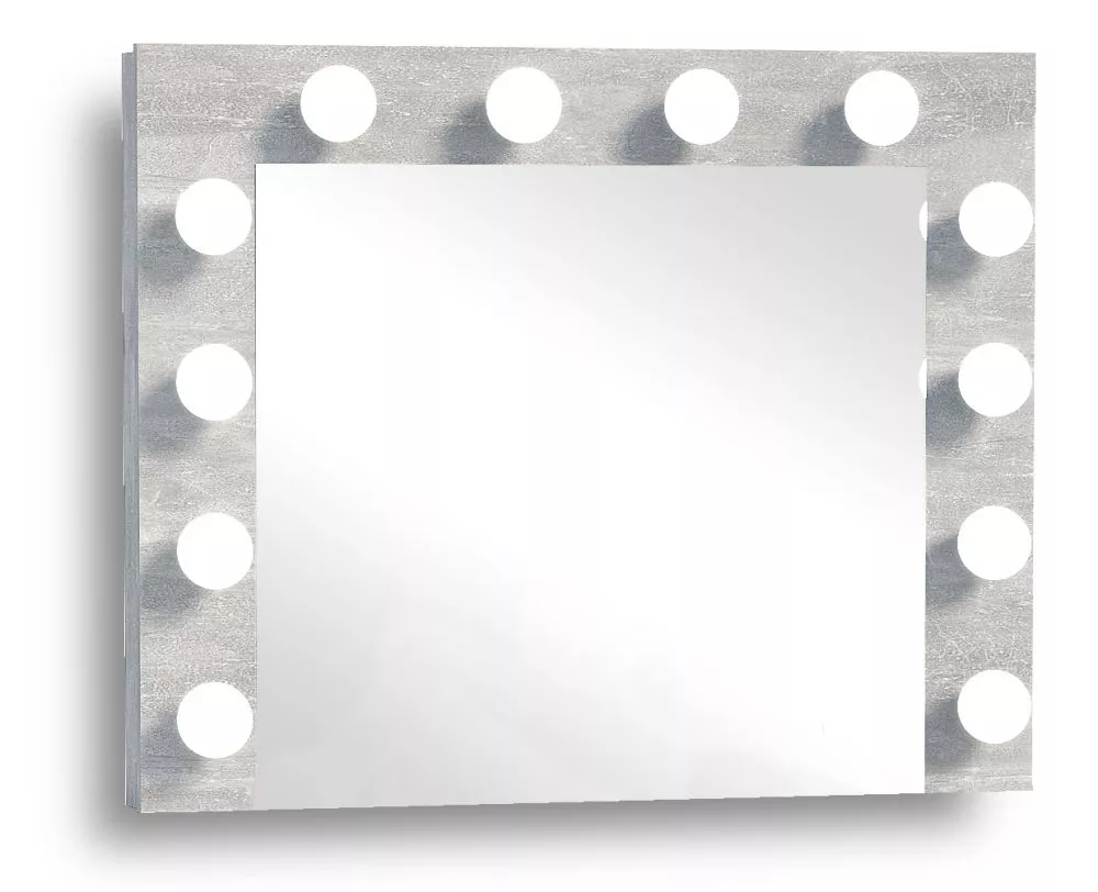 Spogulis 12 LED · Betons · 80 × 10 × 65 cm