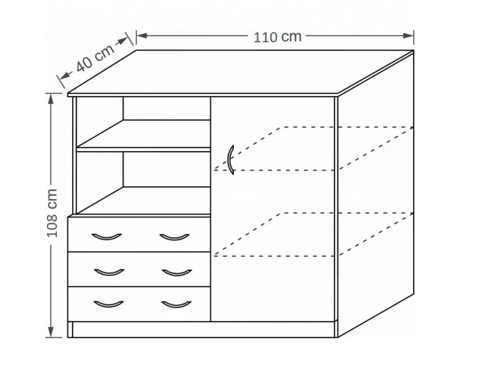Kumode KOMODA 3S2PMD · Ozols sonoma · 110 × 40 × 108 cm